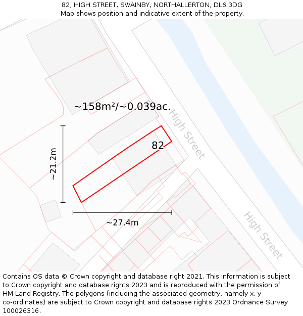 82, HIGH STREET, SWAINBY, NORTHALLERTON, DL6 3DG: Plot and title map