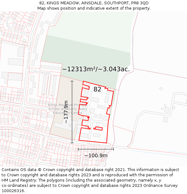 82, KINGS MEADOW, AINSDALE, SOUTHPORT, PR8 3QD: Plot and title map