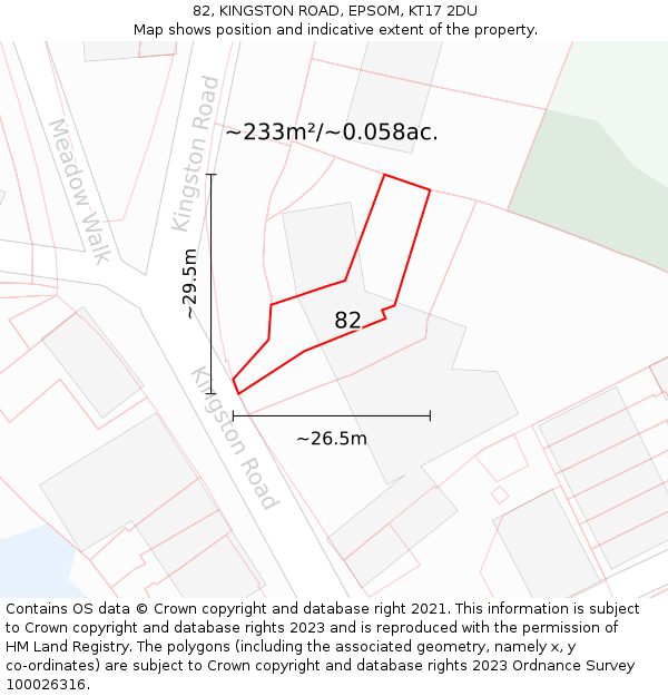 82, KINGSTON ROAD, EPSOM, KT17 2DU: Plot and title map