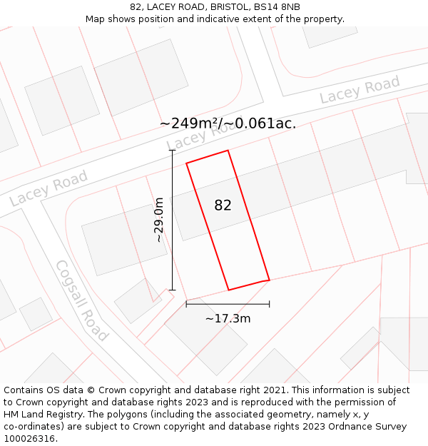 82, LACEY ROAD, BRISTOL, BS14 8NB: Plot and title map