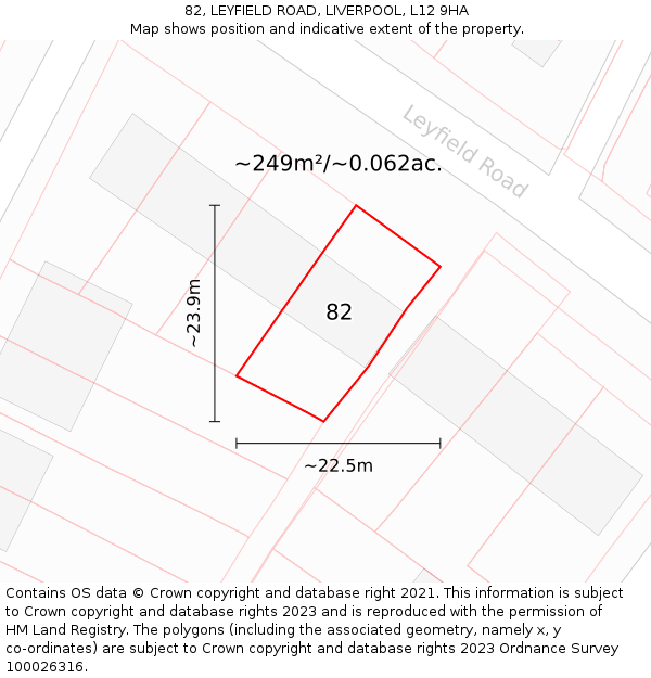 82, LEYFIELD ROAD, LIVERPOOL, L12 9HA: Plot and title map