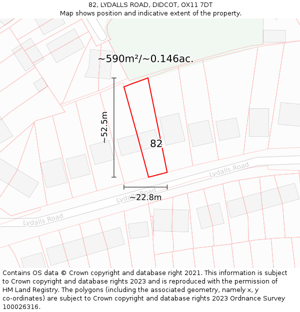 82, LYDALLS ROAD, DIDCOT, OX11 7DT: Plot and title map