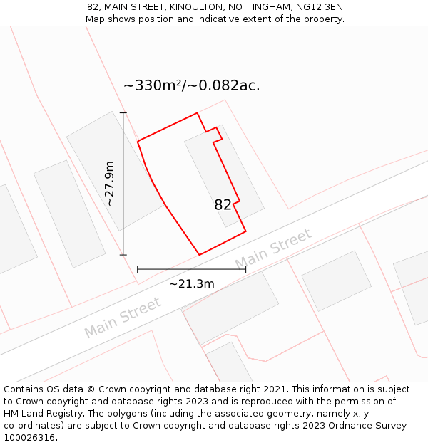 82, MAIN STREET, KINOULTON, NOTTINGHAM, NG12 3EN: Plot and title map