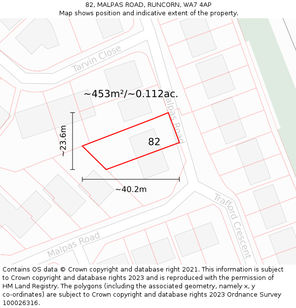 82, MALPAS ROAD, RUNCORN, WA7 4AP: Plot and title map