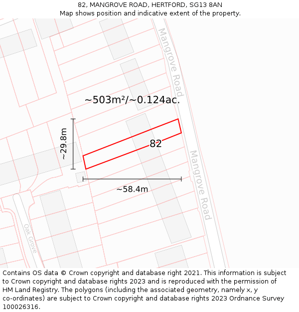 82, MANGROVE ROAD, HERTFORD, SG13 8AN: Plot and title map