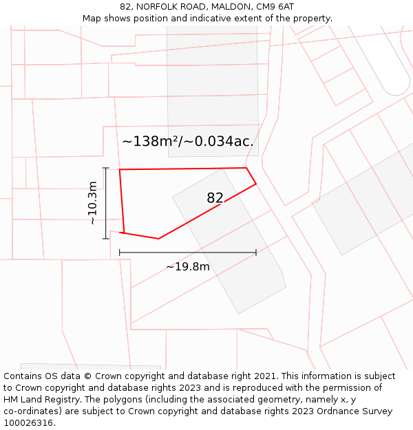 82, NORFOLK ROAD, MALDON, CM9 6AT: Plot and title map