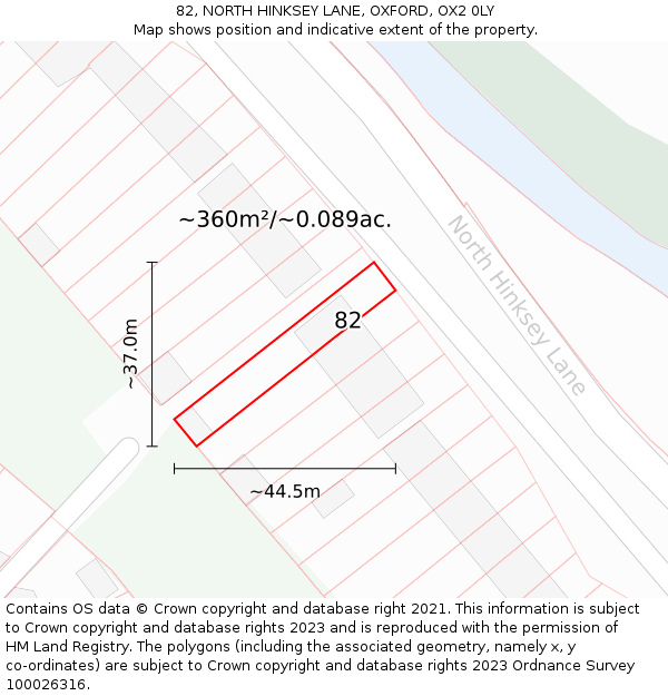 82, NORTH HINKSEY LANE, OXFORD, OX2 0LY: Plot and title map