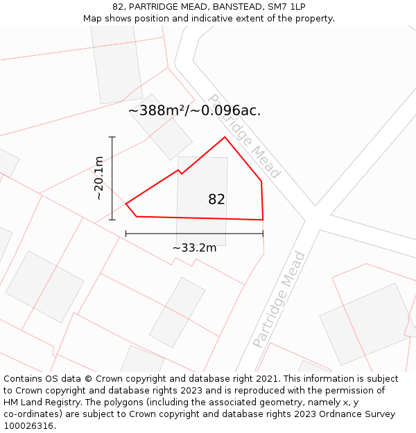 82, PARTRIDGE MEAD, BANSTEAD, SM7 1LP: Plot and title map