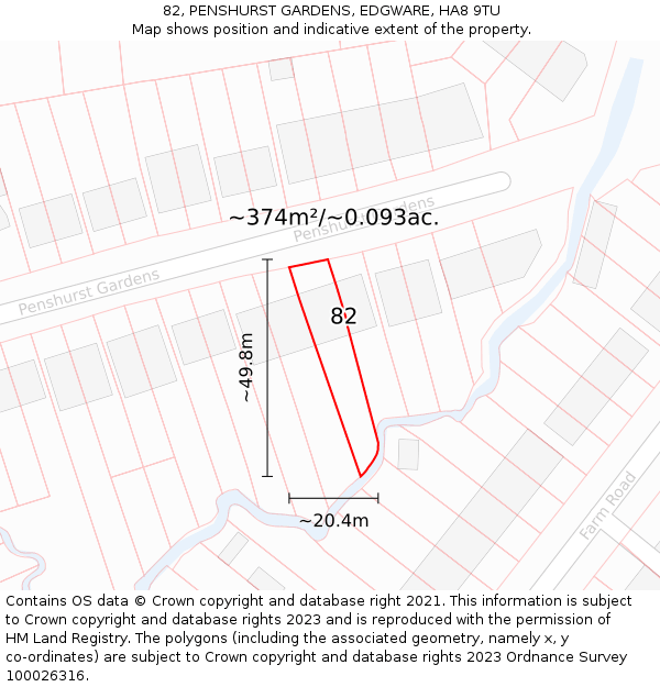 82, PENSHURST GARDENS, EDGWARE, HA8 9TU: Plot and title map