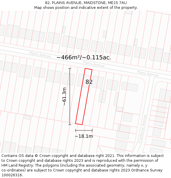 82, PLAINS AVENUE, MAIDSTONE, ME15 7AU: Plot and title map