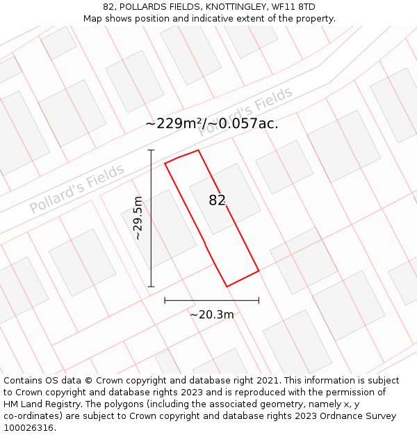 82, POLLARDS FIELDS, KNOTTINGLEY, WF11 8TD: Plot and title map