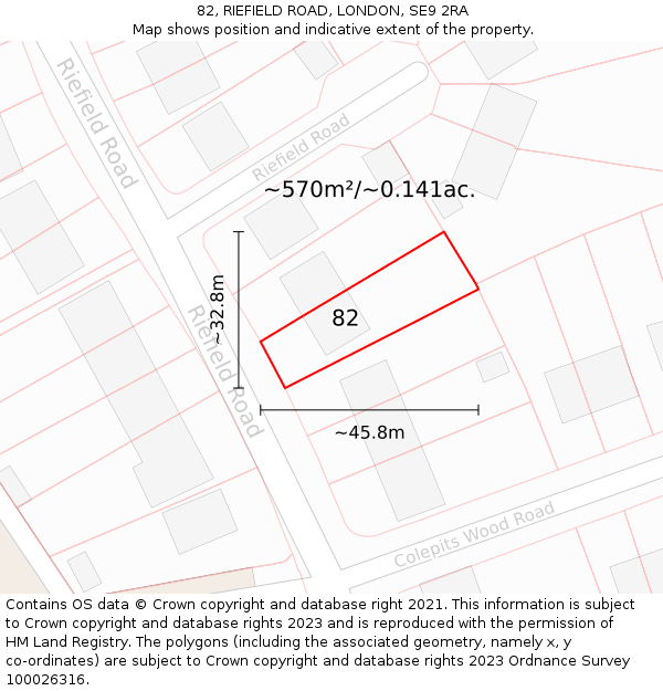 82, RIEFIELD ROAD, LONDON, SE9 2RA: Plot and title map