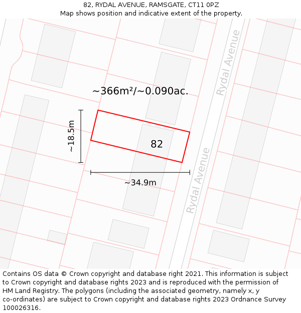 82, RYDAL AVENUE, RAMSGATE, CT11 0PZ: Plot and title map