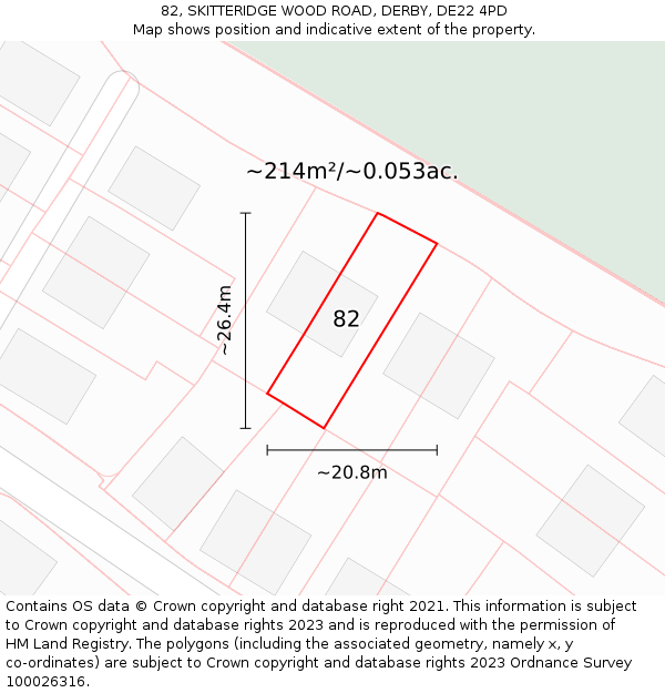 82, SKITTERIDGE WOOD ROAD, DERBY, DE22 4PD: Plot and title map