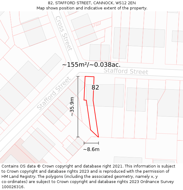 82, STAFFORD STREET, CANNOCK, WS12 2EN: Plot and title map