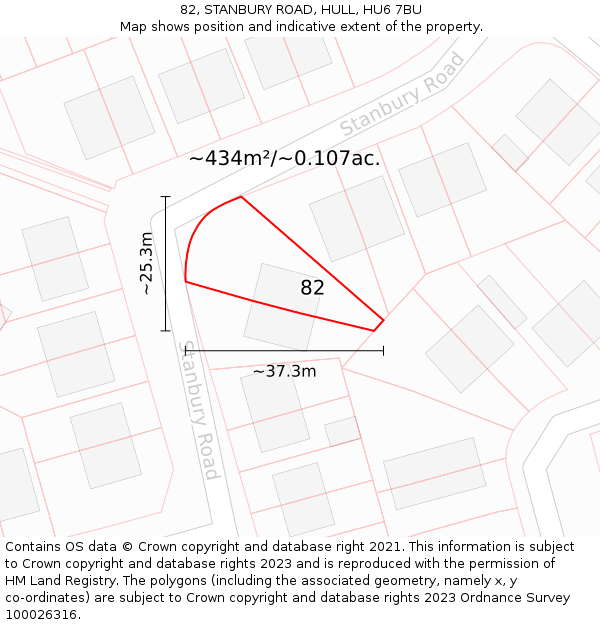 82, STANBURY ROAD, HULL, HU6 7BU: Plot and title map