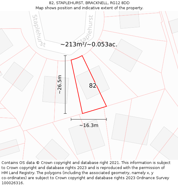 82, STAPLEHURST, BRACKNELL, RG12 8DD: Plot and title map