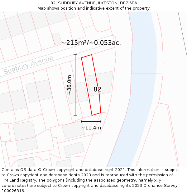 82, SUDBURY AVENUE, ILKESTON, DE7 5EA: Plot and title map