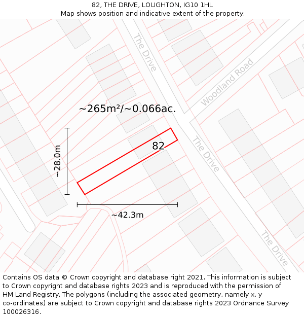 82, THE DRIVE, LOUGHTON, IG10 1HL: Plot and title map