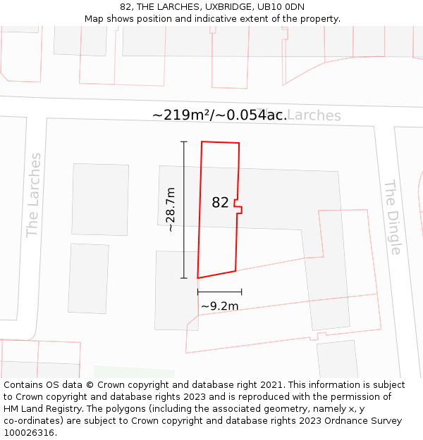 82, THE LARCHES, UXBRIDGE, UB10 0DN: Plot and title map