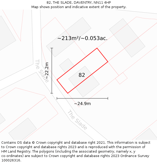 82, THE SLADE, DAVENTRY, NN11 4HP: Plot and title map