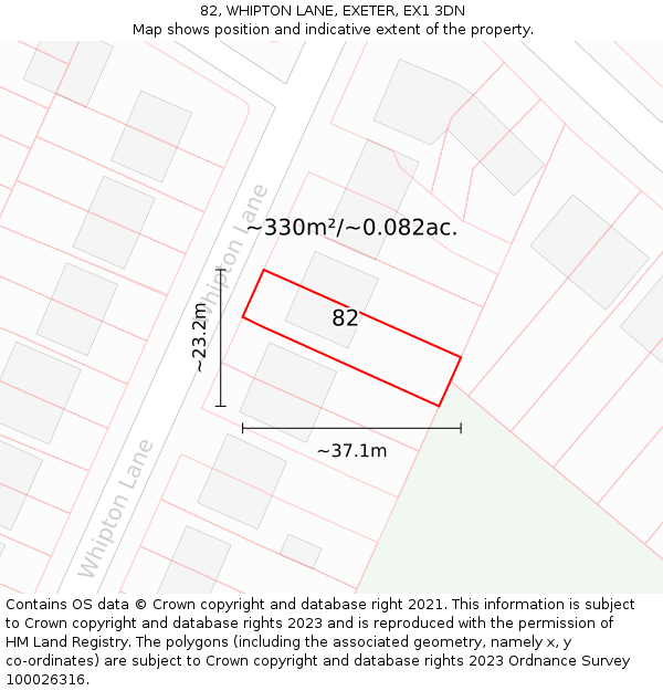 82, WHIPTON LANE, EXETER, EX1 3DN: Plot and title map
