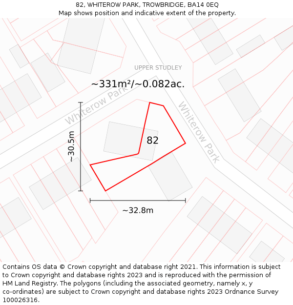 82, WHITEROW PARK, TROWBRIDGE, BA14 0EQ: Plot and title map