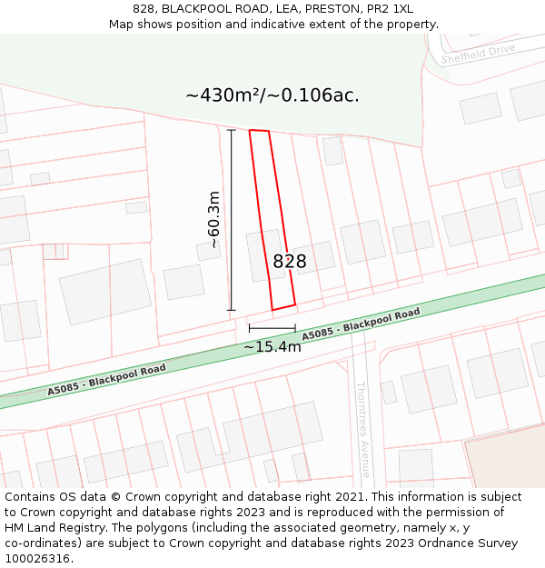 828, BLACKPOOL ROAD, LEA, PRESTON, PR2 1XL: Plot and title map