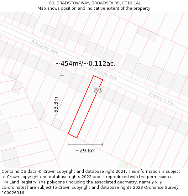 83, BRADSTOW WAY, BROADSTAIRS, CT10 1AJ: Plot and title map