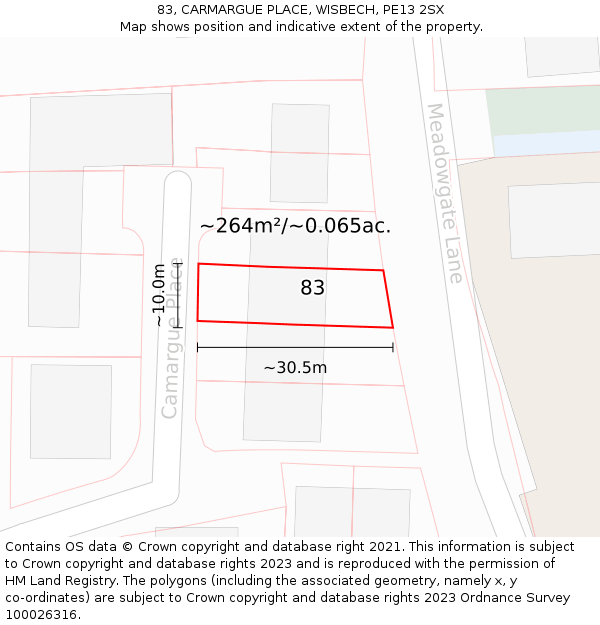 83, CARMARGUE PLACE, WISBECH, PE13 2SX: Plot and title map