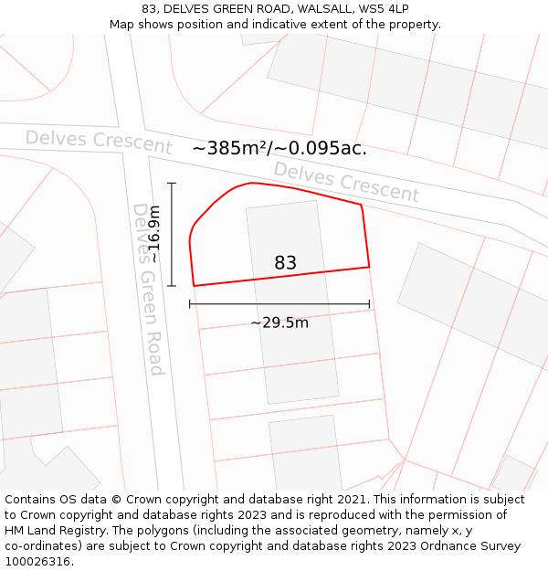 83, DELVES GREEN ROAD, WALSALL, WS5 4LP: Plot and title map