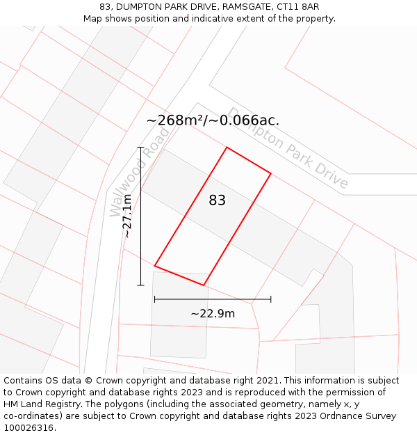 83, DUMPTON PARK DRIVE, RAMSGATE, CT11 8AR: Plot and title map