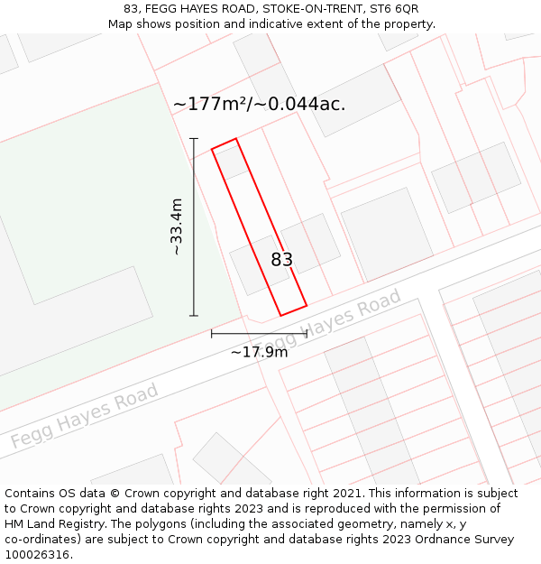 83, FEGG HAYES ROAD, STOKE-ON-TRENT, ST6 6QR: Plot and title map