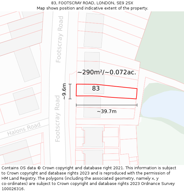 83, FOOTSCRAY ROAD, LONDON, SE9 2SX: Plot and title map