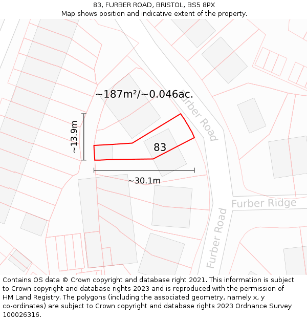 83, FURBER ROAD, BRISTOL, BS5 8PX: Plot and title map