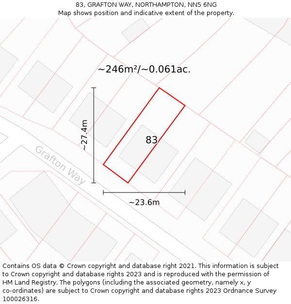 83, GRAFTON WAY, NORTHAMPTON, NN5 6NG: Plot and title map