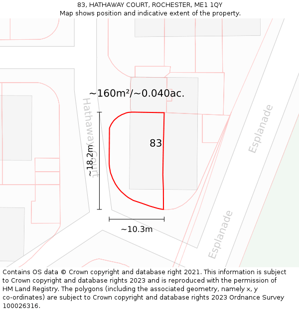 83, HATHAWAY COURT, ROCHESTER, ME1 1QY: Plot and title map