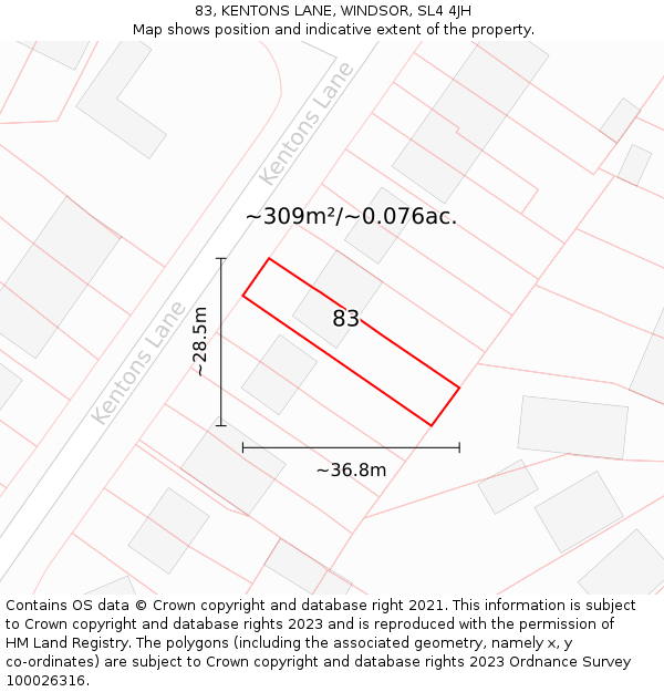 83, KENTONS LANE, WINDSOR, SL4 4JH: Plot and title map