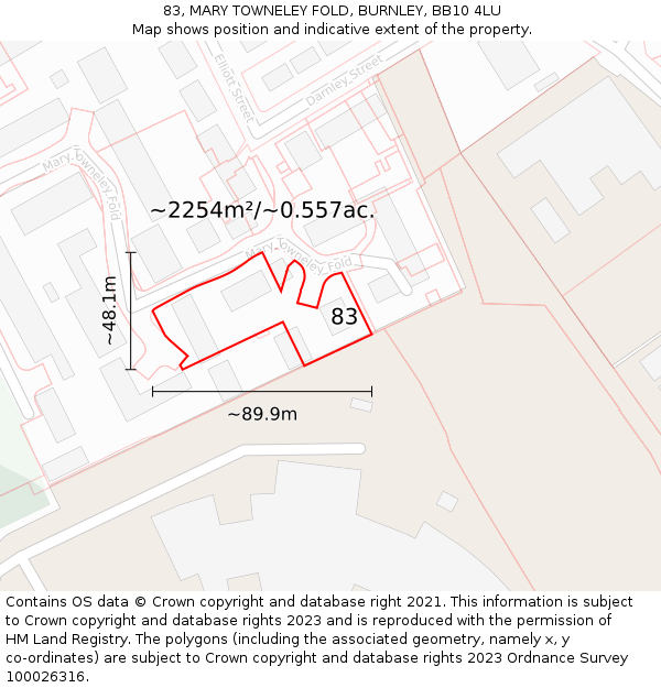 83, MARY TOWNELEY FOLD, BURNLEY, BB10 4LU: Plot and title map
