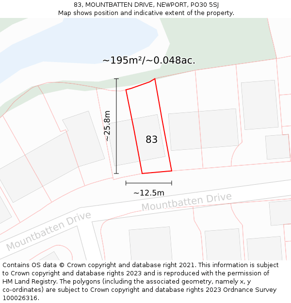 83, MOUNTBATTEN DRIVE, NEWPORT, PO30 5SJ: Plot and title map