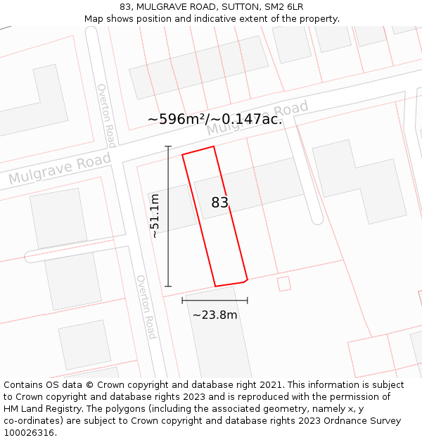 83, MULGRAVE ROAD, SUTTON, SM2 6LR: Plot and title map