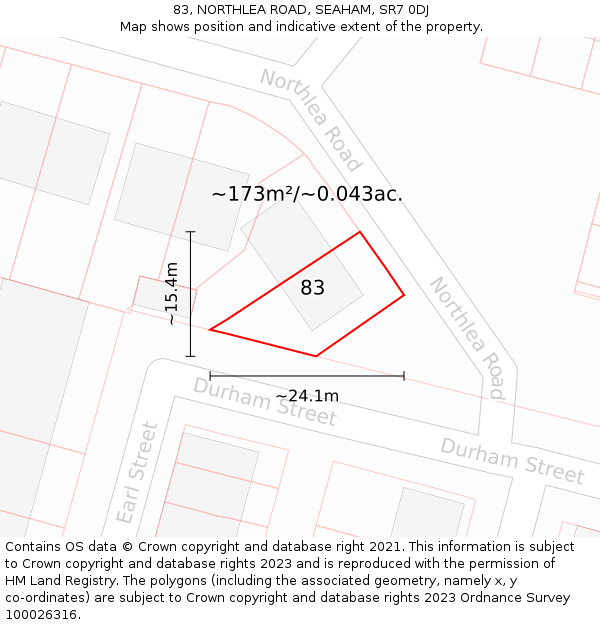 83, NORTHLEA ROAD, SEAHAM, SR7 0DJ: Plot and title map