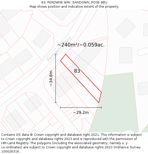 83, PEROWNE WAY, SANDOWN, PO36 9BU: Plot and title map