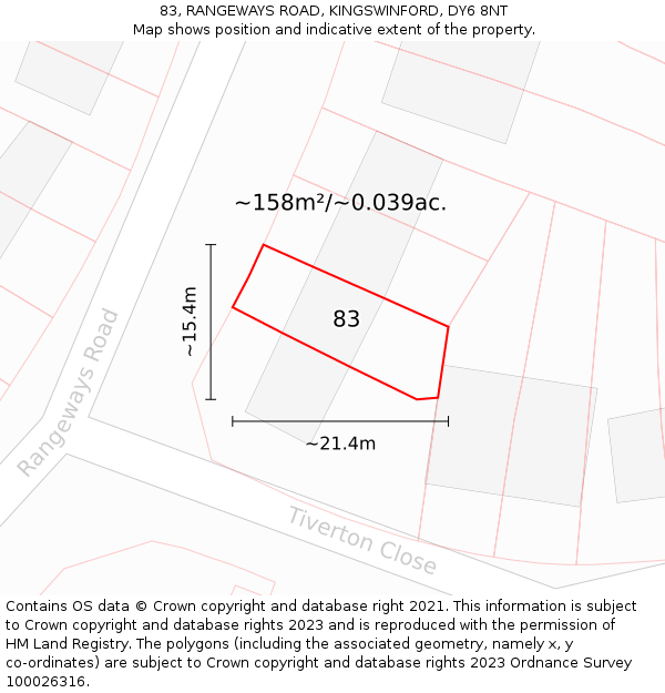 83, RANGEWAYS ROAD, KINGSWINFORD, DY6 8NT: Plot and title map