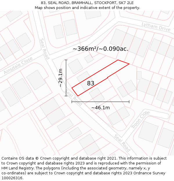 83, SEAL ROAD, BRAMHALL, STOCKPORT, SK7 2LE: Plot and title map