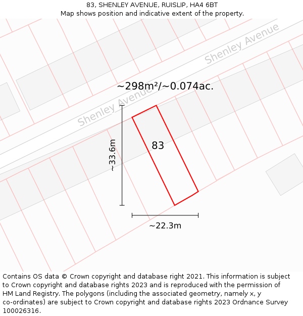 83, SHENLEY AVENUE, RUISLIP, HA4 6BT: Plot and title map