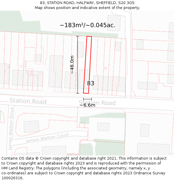 83, STATION ROAD, HALFWAY, SHEFFIELD, S20 3GS: Plot and title map