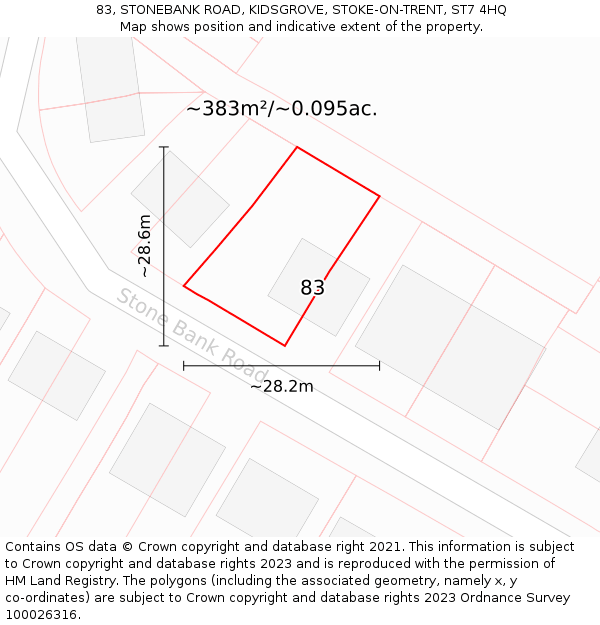 83, STONEBANK ROAD, KIDSGROVE, STOKE-ON-TRENT, ST7 4HQ: Plot and title map