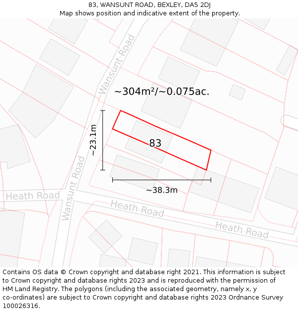 83, WANSUNT ROAD, BEXLEY, DA5 2DJ: Plot and title map