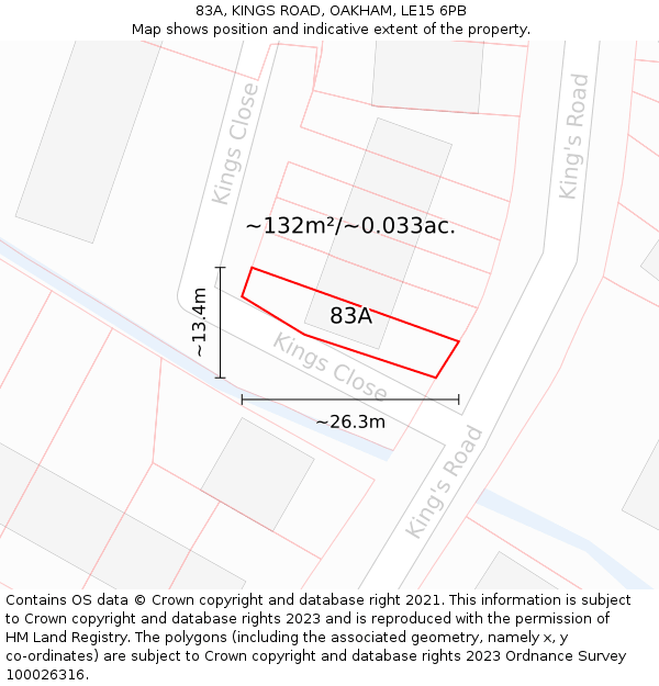 83A, KINGS ROAD, OAKHAM, LE15 6PB: Plot and title map